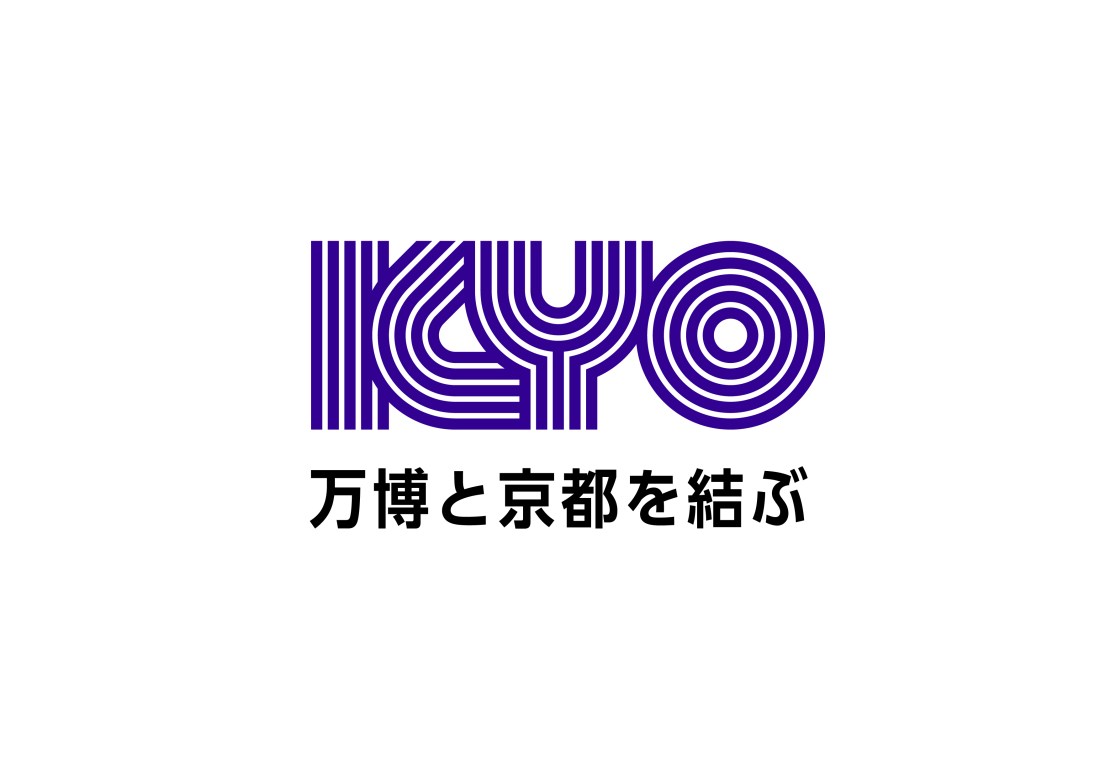万博と京都を結ぶ紫色のロゴマーク