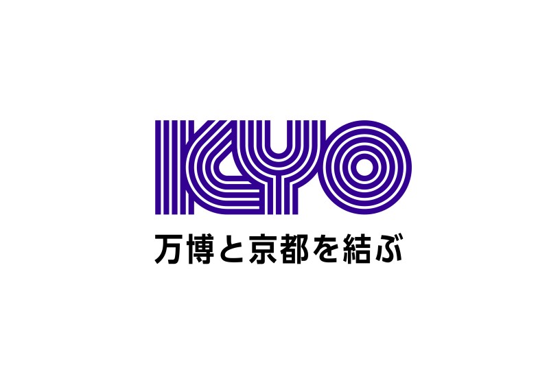 万博と京都を結ぶ紫色のロゴマーク